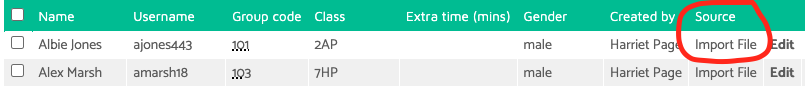 Student import file